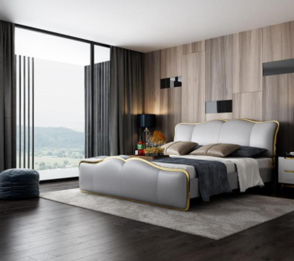 雙虎雙人沙發(fā)床：輕奢真皮雙人床，一下就能俘獲顏值控