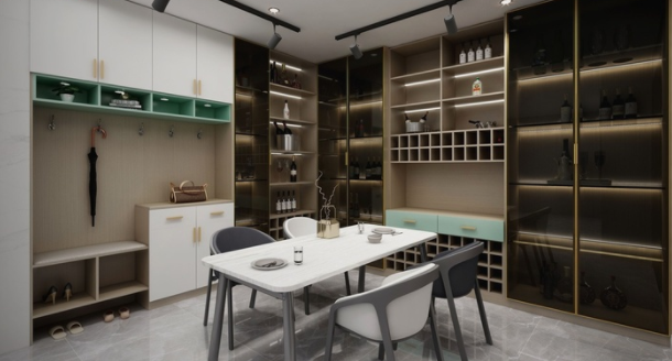 電子轉(zhuǎn)角酒柜，定制酒柜的款式都有哪些？