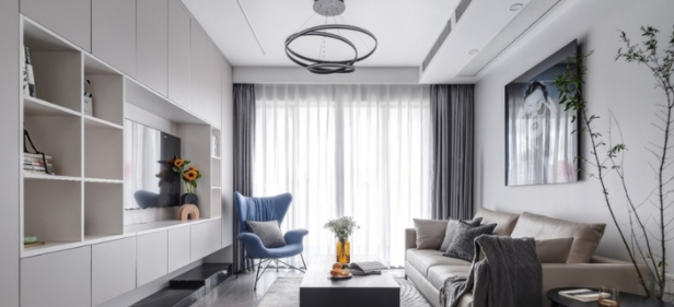 書柜效果圖片：電視墻局部做書柜，怎么做好看？