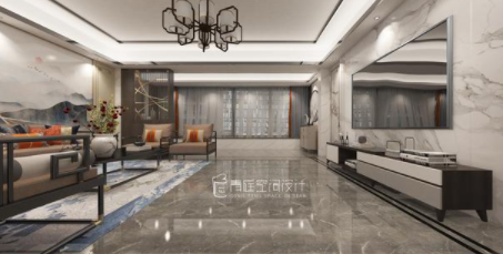 新房裝修設(shè)計：現(xiàn)代中式風(fēng)的新房裝修完工，入戶就被玄關(guān)背景墻迷住