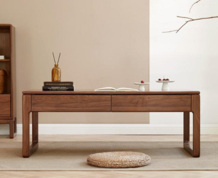 實木茶室設計圖：空谷茶幾，營造新中式的極簡之美