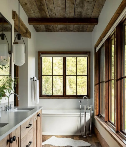 浴室裝修設(shè)計(jì)效果圖：浴室如此裝修？與自然無(wú)縫接觸！