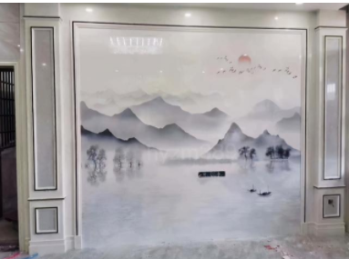 石材加工護(hù)理：新中式石材背景墻上墻實景效果欣賞